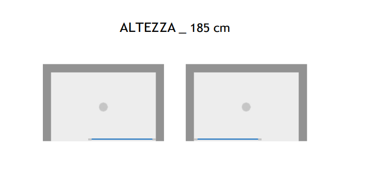 Schema anta fissa doccia Tulipano altezza 185 cm installabile a destra o sinistra